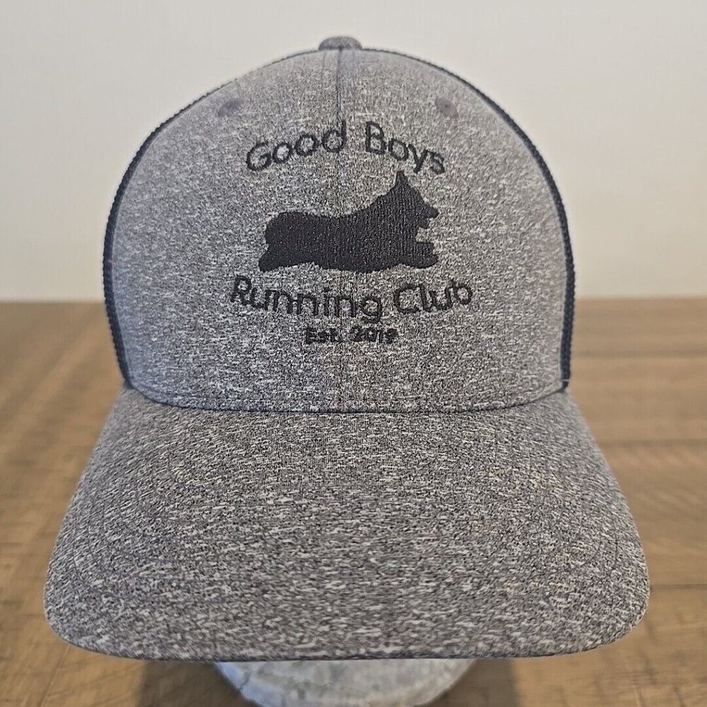 Flexfit Trucker Hat Cap S/M Mesh Curved "Good Boys Running Club" Embroidered Dog
